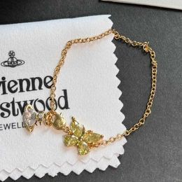 Designer New Westwood Crystal Butterfly Bracelet Womens Saturn Simple Versatile High Edition