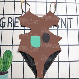 Women Letters Swimwear Brand Swimsuits Waist Cut Off Sexy One Piece Padded Up Bathing Suits Designer Beach Brown Bathing Suit Luxury Swim Bodysuit Pool Party