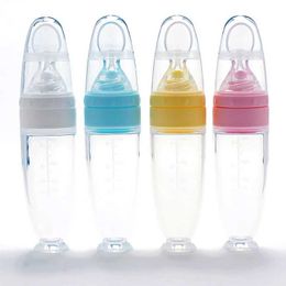 Cups Dishes Utensils Silicone baby feeding spoon silicone bottle food supplement baby milkshakeL2405