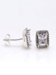 925 Sterling Silver Square Big CZ Diamond Earring Fit Jewelry Gold Rose Gold Plated Stud Earring Women Earrings7397843