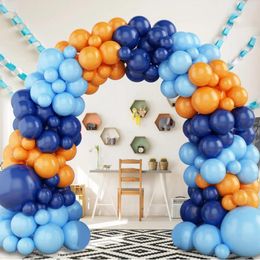 Party Decoration 112Pcs Navy Blue Light Orange Latex Balloon Garland Arch Kit For Kids Birthday Baby Shower