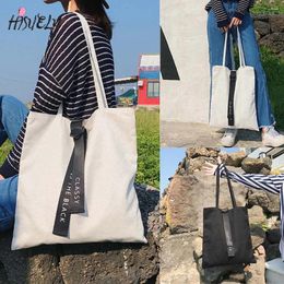Shopping Bags HISUELY Bag Casual Eco Canvas Handbag Purse Pouch Shoulder Reusable Shopper Fashion Cloth Foldable Bolsa