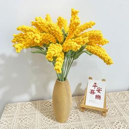 Decorative Flowers Hand Woven Wheat Wool Yarn Flower Opening Basket Pastoral Home Decoration Festival Gift Unique Personality