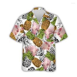 Men's Casual Shirts Hawaiian Fruit Pineapple 3d Print Shirt Summer Fashion Loose Short Sleeves Tops For Men Clothing