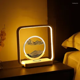 Table Lamps Star Flow Sand Painting Light Small Night Flowing Wireless Charging LED USB Touch 3 Colour Flowin