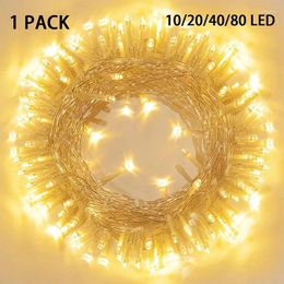 Strings 1Pack 10/20/40/80 Led Battery Powered String Lights Waterproof Fairy For Bedroom Garden Party Christmas Tree Decorations