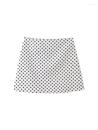 Skirts Summer Ladies Casual Polka Dot Print White Mini Chic Lady Back Zipper A-Line Short Skirt