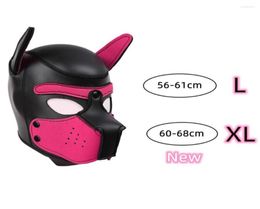 Party Masks XL Code Brand Increase Large Size Puppy Cosplay Padded Rubber Full Head Hood Mask With Ears For Men Women Dog Role Pla1913699