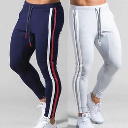 Men's Pants Trousers mens striped sports pants casual long pants mens fitness running exercise track J240507