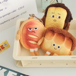 Cute Cartoon Bread Keychain Pouch Coin Purse Funny Mini Earphone Bag Creative Card Key Holder