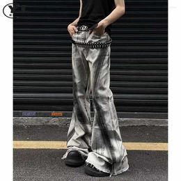 Men's Jeans High Street Micro Horn Men Woman Harajuku Y2k Tie Dye Loose Straight Denim Pants Spring American Retro Wide Leg Trousers