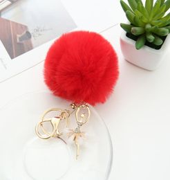 New Ballerina Girl y Imitated Rabbit Fur Ball Key chain Ballet Girl Car Key Ring Decoration Party Gift For Purse Bag PR50016222057