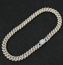 Fashion Hip Hop Necklace Men Designer Bracelet 14mm Cuban Link Chain Necklaces 1618202224inch Rapper Diamond Chains Double Col7634841