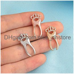 Pins Brooches Crown Tooth Sae Nurses Day Doctors Nurse Gift Medical Jewellery Lapel Pin For Dentists Meatl Cartoon Human Accessories T Otv4A