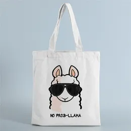 Shopping Bags Cute Animal Reusable Bag Stylish Women Canvas Tote Printing Eco Cartoon Korean Style Shopper Shoulder