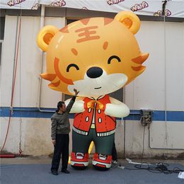 8mH (26ft) Giant Inflatable Tiger Cartoon With LED Strip Inflatables Animal Model With CE Blower For Nightclub Stage Decoration