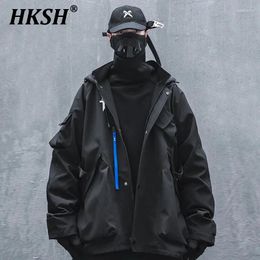 Men's Jackets HKSH Heavy Industries Tactical Jacket Punk Darkwear Style Niche Stand Collar Hooded Women Workwear Coat Thickened HK0184