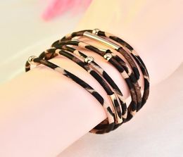 Trendy Magnetic Leopard Multilayer Ladies Leather Bracelet Bohemian retro style Jewellery Gift for occasions party wedding4254682