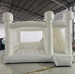 4x3.5m Wedding Bouncer White bounce house Inflatable Jumper With Slide full Jumping Combo Outdoor Air Bouncy castle for kids adults with blower