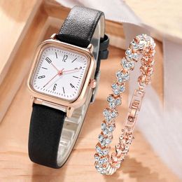 Women's Watches Kegllect Women Square Small Dial Quartz with Bracelet Minimalist Fashion es for Girls