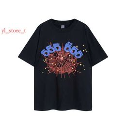 Designer T-shirts Trendy Sp5de Spide Web 555555 Portrait Printed Short Sleeve T-shirt for Men and Women American High Street Half Sleeves Fashion short 7650