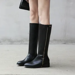 Boots YMECHIC Autumn 2024 Winter Knee High White Black Shoes Woman Chunky Heels Zip Design Long Riding Knight Female Botas
