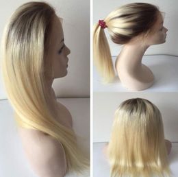 100 Human Hair Siwss Lace Front Wig 20 inches Ombre Colour 4613 Blonde Full Lace Wigs Fast Express Delivery3910744