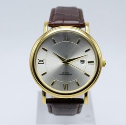 40mm leather band quartz luxury auto date men designer watch casual round gold mens watches drop men wristwa9144715