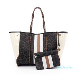 Designer- perforated neoprene waterproof fashion tote bag beach bag camouflage shoulder handbags for women 236I
