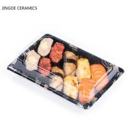 Disposable Dinnerware 50 disposable Japanese sushi packaging boxes lunch fruit sashimi food containers portable takeout Q240507