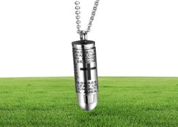 High Polished Mens Prayer Bullet Bible Words Pendant Urn Necklaces for Ashes8852799