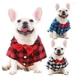Dog Apparel Bowtie T-Shirts Classical Plaid Thin Breathable Summer Clothes For Small Large Dogs Puppy Pet Cat Vest Chihuahua Yorkies
