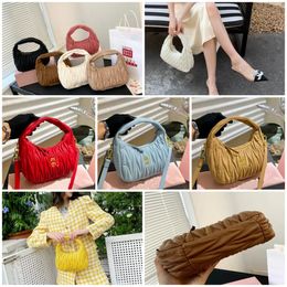 Women satin handbags Designer bags underarm Clutch Shoulder Luxury Leather Travel handbag hobo Banquet tote Half Moon Matelasse Bowling rainbow yellow blue pink