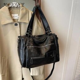 Shoulder Bags Women Casual Satchel Bag Adjustable Strap PU Leather Chic Hobo Solid Colour Vintage Large Capacity Messenger