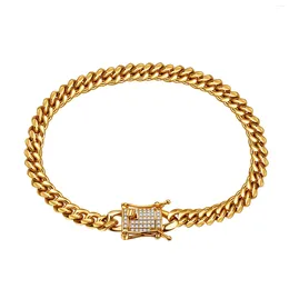 Link Bracelets Mens Stainless Steel Cuban Chain Gold Plated Bracelet