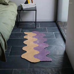 Carpets Tufting Wave Bedroom Rug Long Fluffy Mix Colours Bedside Carpet Corridor Area Floor Pad Mat Doormat Aesthetic Home Room Decor