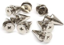 Tsunshine Components 10MM Silver Color Bullet Cone Spike and Stud Metal Screw Back for Punk DIY Bracelet Leathercraft Tool1764867