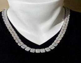 Men039s baguette tennis cuban chain bling diamond choker icy necklace1771667