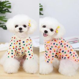 Dog Apparel Shirt Love Heart Print Skin-friendly Casual Puppy Winter Cardigan Pet Costume Dogs Sweatshirt Comfortable