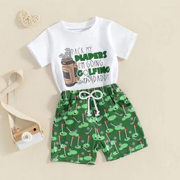 Clothing Sets FOCUSNORM 0-3Y Toddler Baby Boys Summer Clothes 2pcs Cartoon Letter Print Short Sleeve T-Shirt Shorts Set