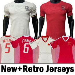 2002 China Retro Soccer Jerseys J Y SHAO H D HAO CH YANG Men Uniforms spider jerseys red away white Chinese Football shirts S-2XL