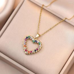 Pendant Necklaces Luxury Colourful Heart Crystal Choker For Women Love Clavicle Chain Party Wedding Jewellery