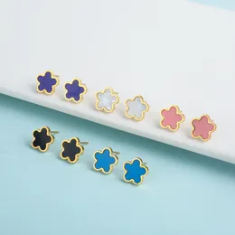 Stud Earrings XUANYU Pentagram Cute And No Fading Design Clover Stainless Steel Five Leaf Petal Plant Flower Women's Jewellery