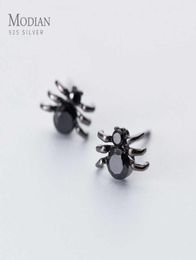 Rock Black Zircon Fashion Spider Stud Earrings for Women Ear Studs Jewellery Girls Kids 925 Sterling Silver 2107074697920