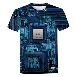 Computer CPU Core Heart Circuit Board 3D Printed Tshirt Men Women Summer Fashion Casual Short Sleeve Cool T Shirt Tops 240423