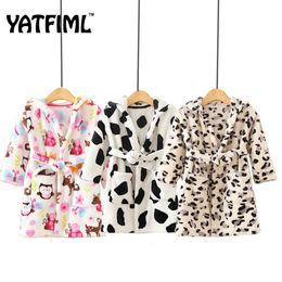 Pyjamas YATFIML 2021 New Soft Childrens Pyjamas 2-6 Year Old Girl Pyjamas Boy Cartoon Pyjamas Bathroom HoodieL2405