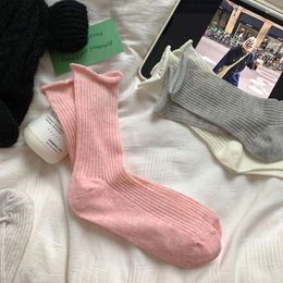 Women Socks Loose Pink Cotton Ultrathin Breathable Candy Color Simple High Sports Casual Elastic Slouch