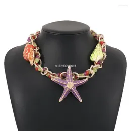 Choker Unique Enameled Shells Link Necklaces For Women Metal Star Chain Dropship