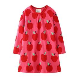 Girl's Dresses Jumping Meters brand new Apple long sleeved dress suitable for baby girl clothing cotton autumn spring princess party cute girl dressL2405
