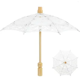 Umbrellas Handmade Bridal Battenburg Lace Parasol And Fan Set Wedding Bride Umbrella White Ivory Sun